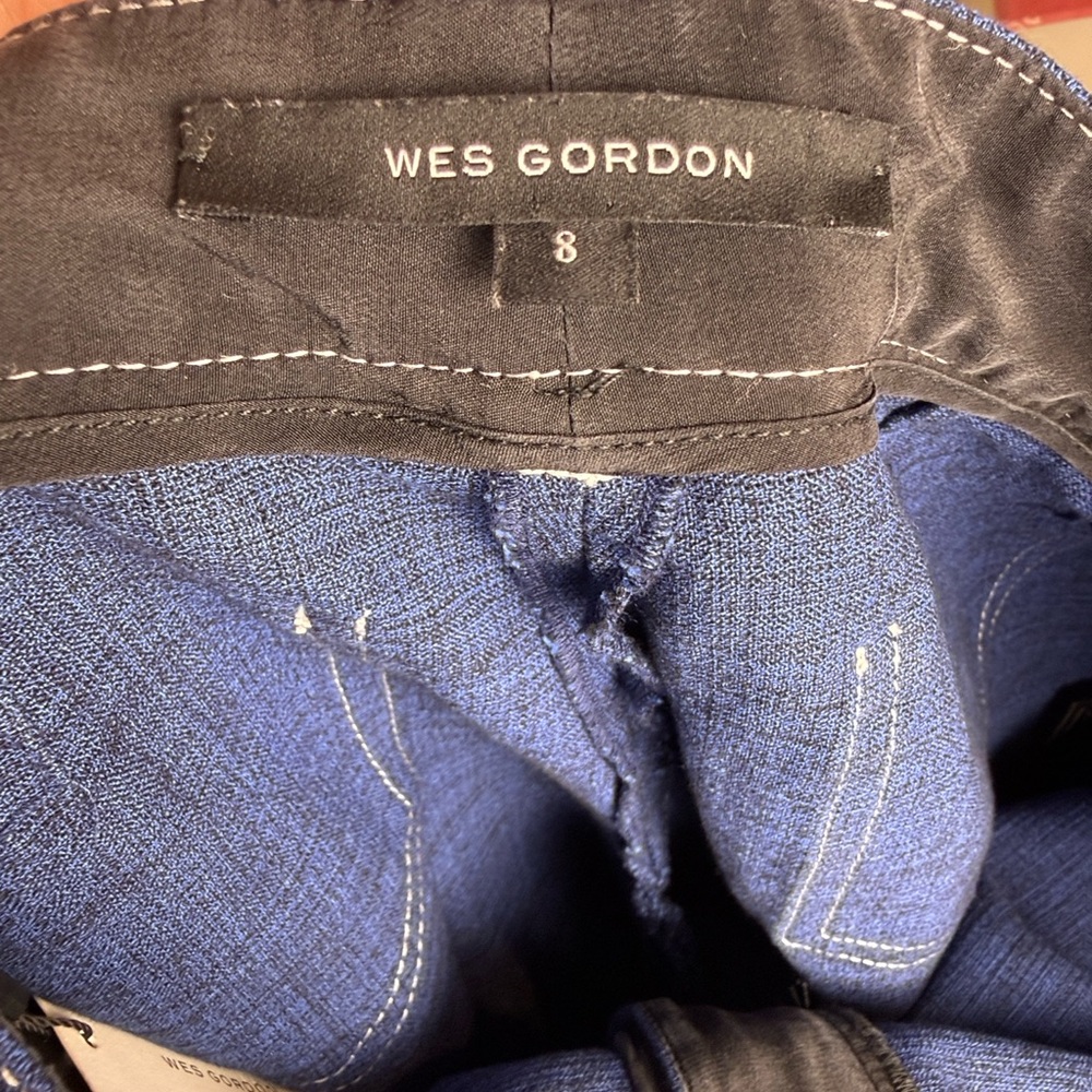 NWT Wes Gordon Blue Trouser Jeans White Stitch Slub 8 Preppy Quiet Luxury Retro - Picture 9 of 14